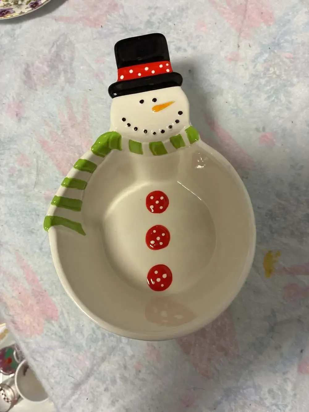 Dennis East International DEI Snowman Christmas Holiday Ceramic Dip Bowl Dish